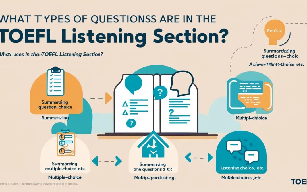 What types of questions are in the TOEFL listening section?